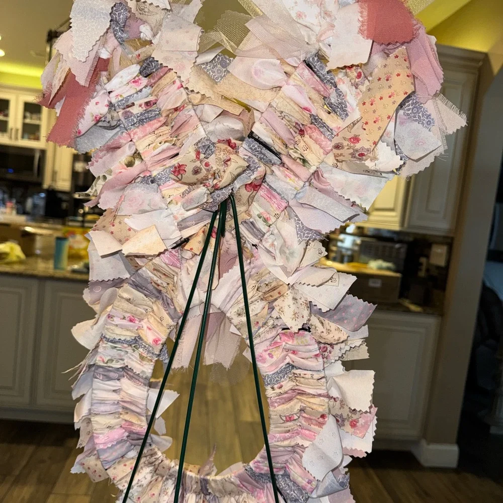 Hearth & Hand Pink and Cream Fabric Holiday Wreath
